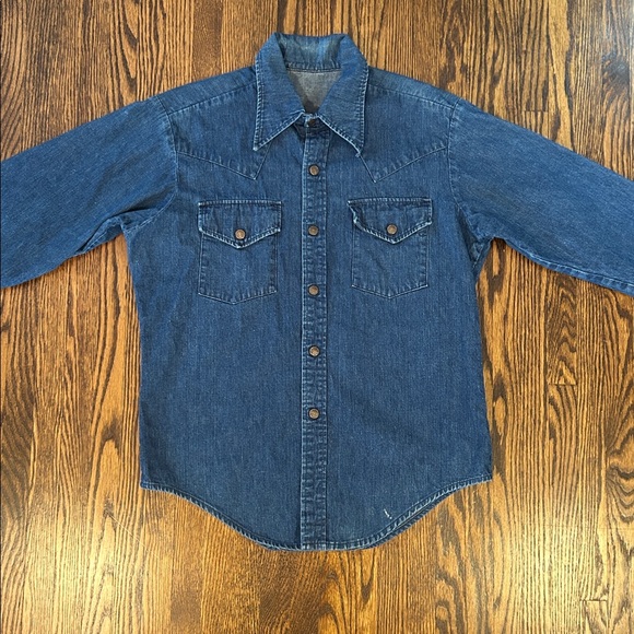 Vintage Western Denim snap button shirt (very Polo esque) maybe 70s era - Picture 5 of 11